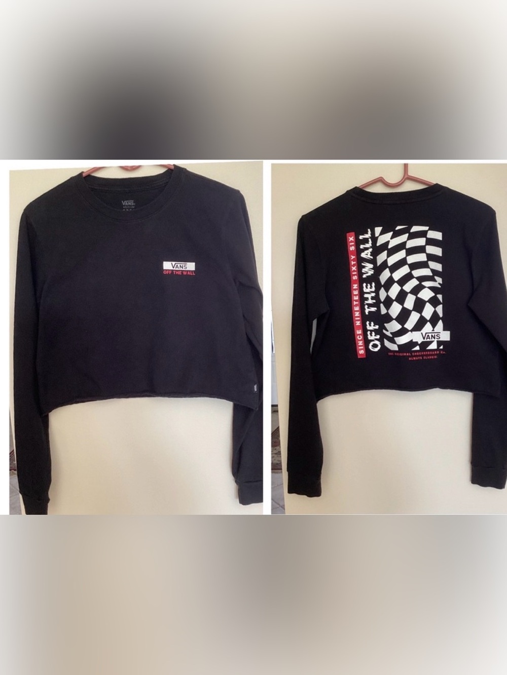 Vans Black Cropped Tee size Medium 👩‍🎤